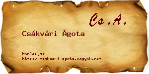 Csákvári Ágota névjegykártya